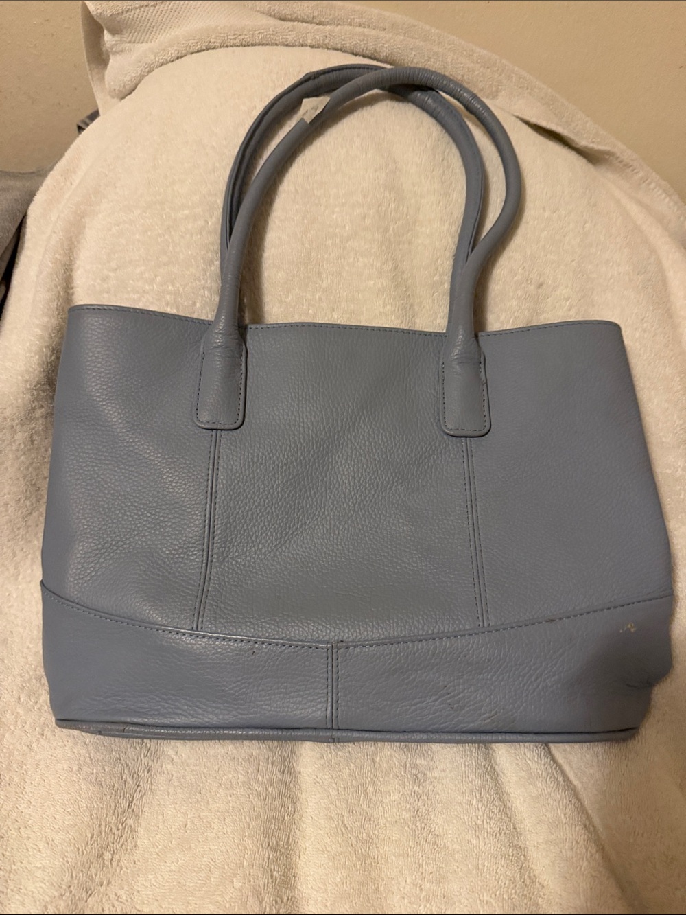 Everyday Structured Leather Tote in Slate Blue